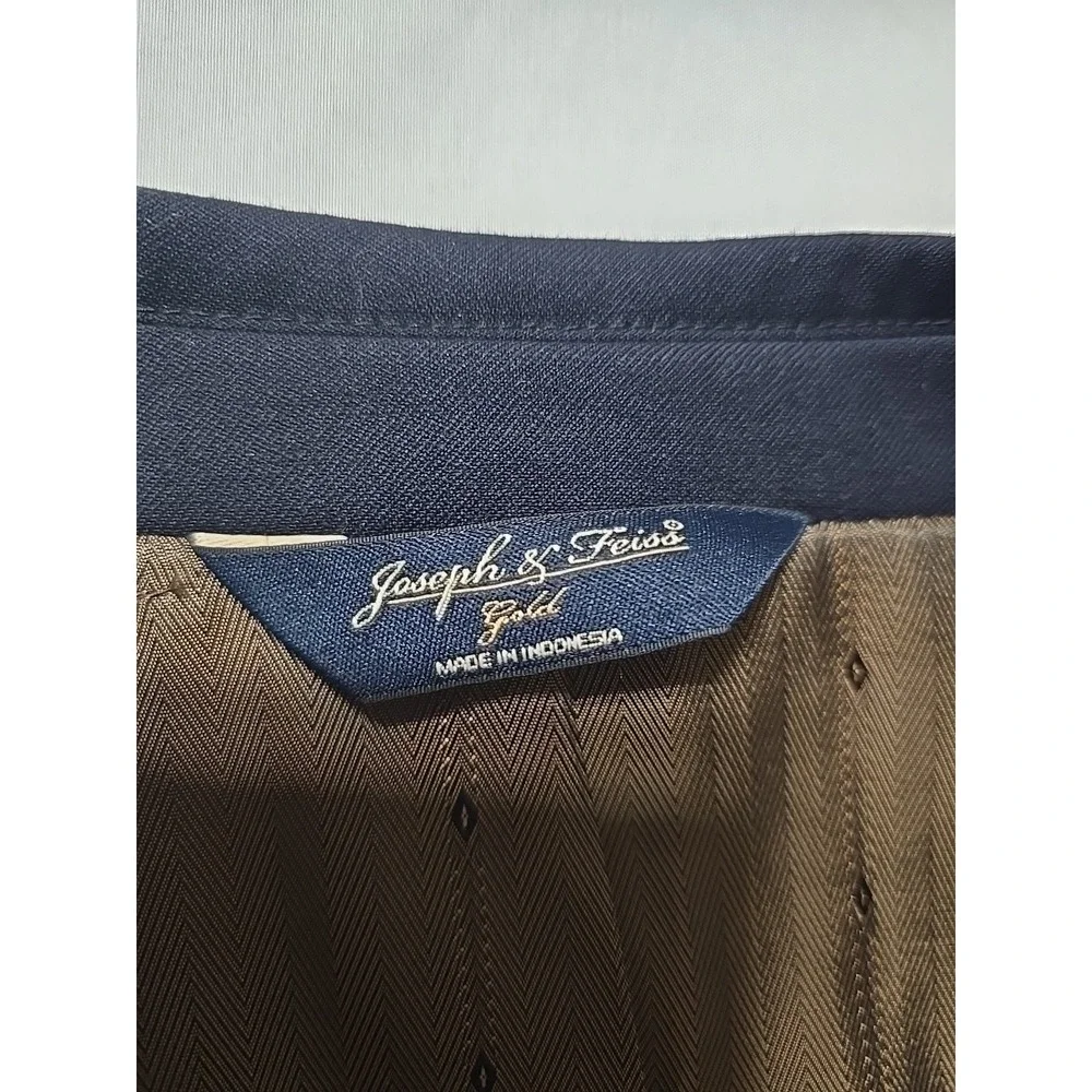 Joseph Feiss Gold Men Sport Coat 46S Dark Blue Wool Blazer Jacket Casual Classic